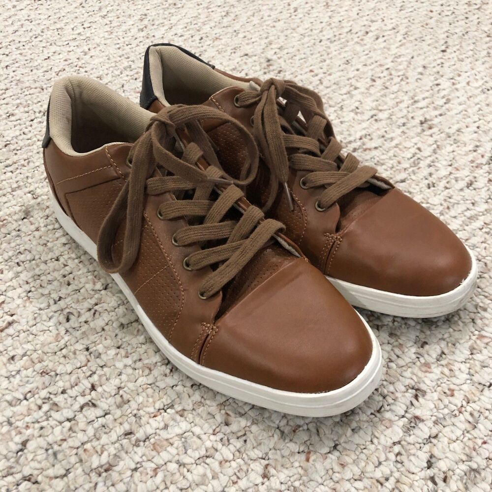 Goodfellow & Co Men's Brown Faux Vegan Leather Sneakers Shoes Size 10